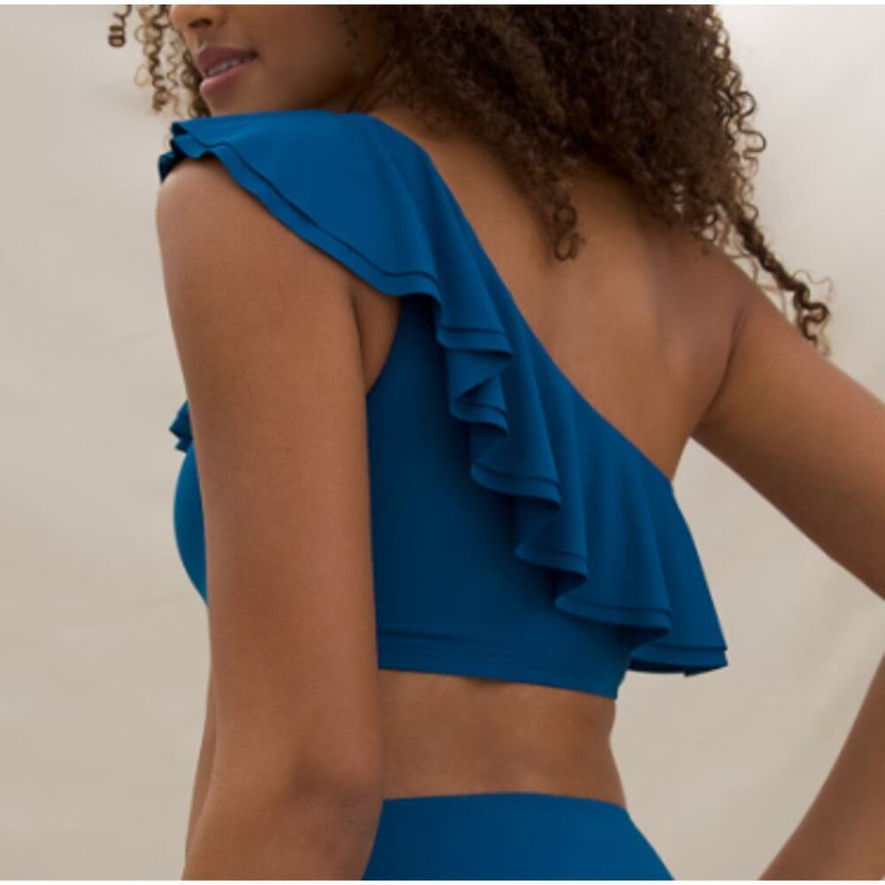 Soma Ruffle One Shoulder Bikini Top L - Picture 2 of 11